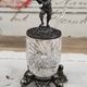 Trio of salters and mustard makers made of Bavarian crystal and bronze