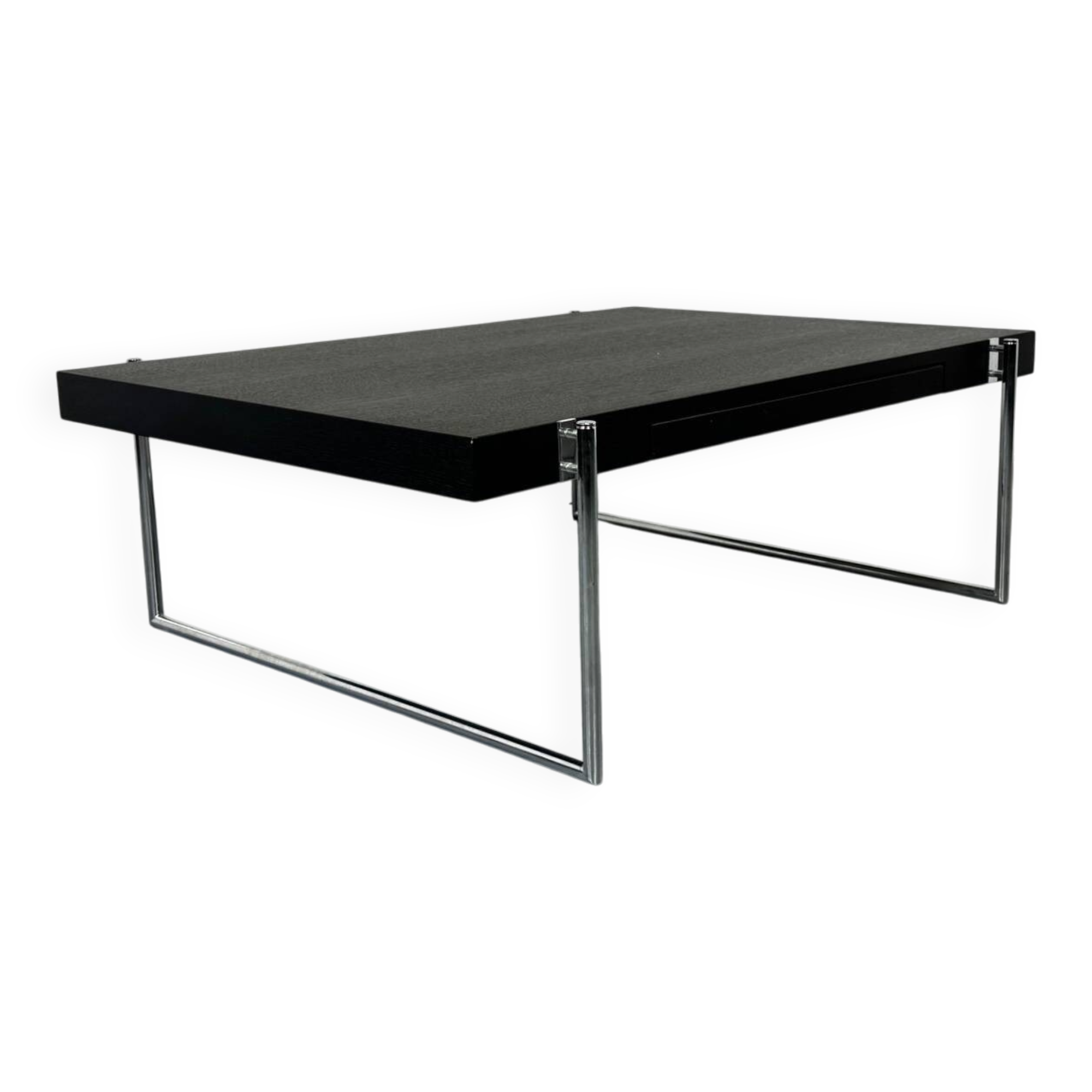 Bauhaus style black solid wood and tubular steel coffee table, Germany
