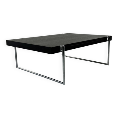 Table basse en bois massif noir et acier tubulaire de style Bauhaus, Allemagne
