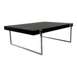 Bauhaus style black solid wood and tubular steel coffee table, Germany