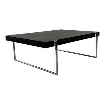 Bauhaus style black solid wood and tubular steel coffee table, Germany