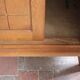 Vintage wooden wardrobe with sliding doors