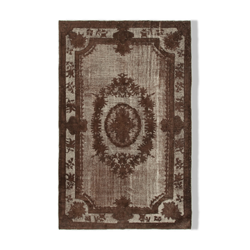 Handmade distressed oriental 1980s 195 cm x 313 cm brown carpet