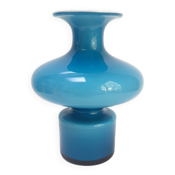 Vase en opaline bleu Holmegaard serie Carnaby