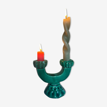 Green slip candle holder