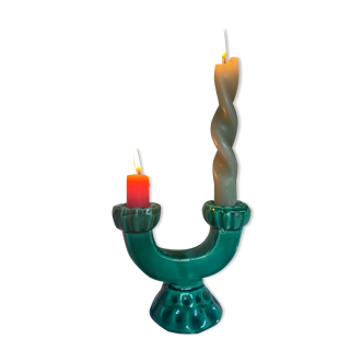 Green slip candle holder