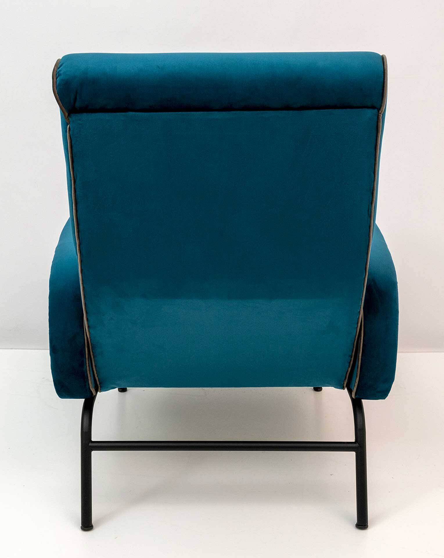 Marco Zanuso Mid-Century Modern Italian Velvet Reclining Armchair, 1950s