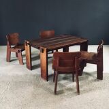 Constructivist Oak Dining Chairs, Belgium, 1960s, Set of 4