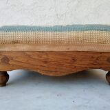 Small antique footrest stool lined canvas