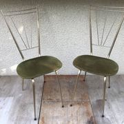 Pair of golden metal old chairs