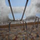 Pair of blue vintage formica kitchen chairs