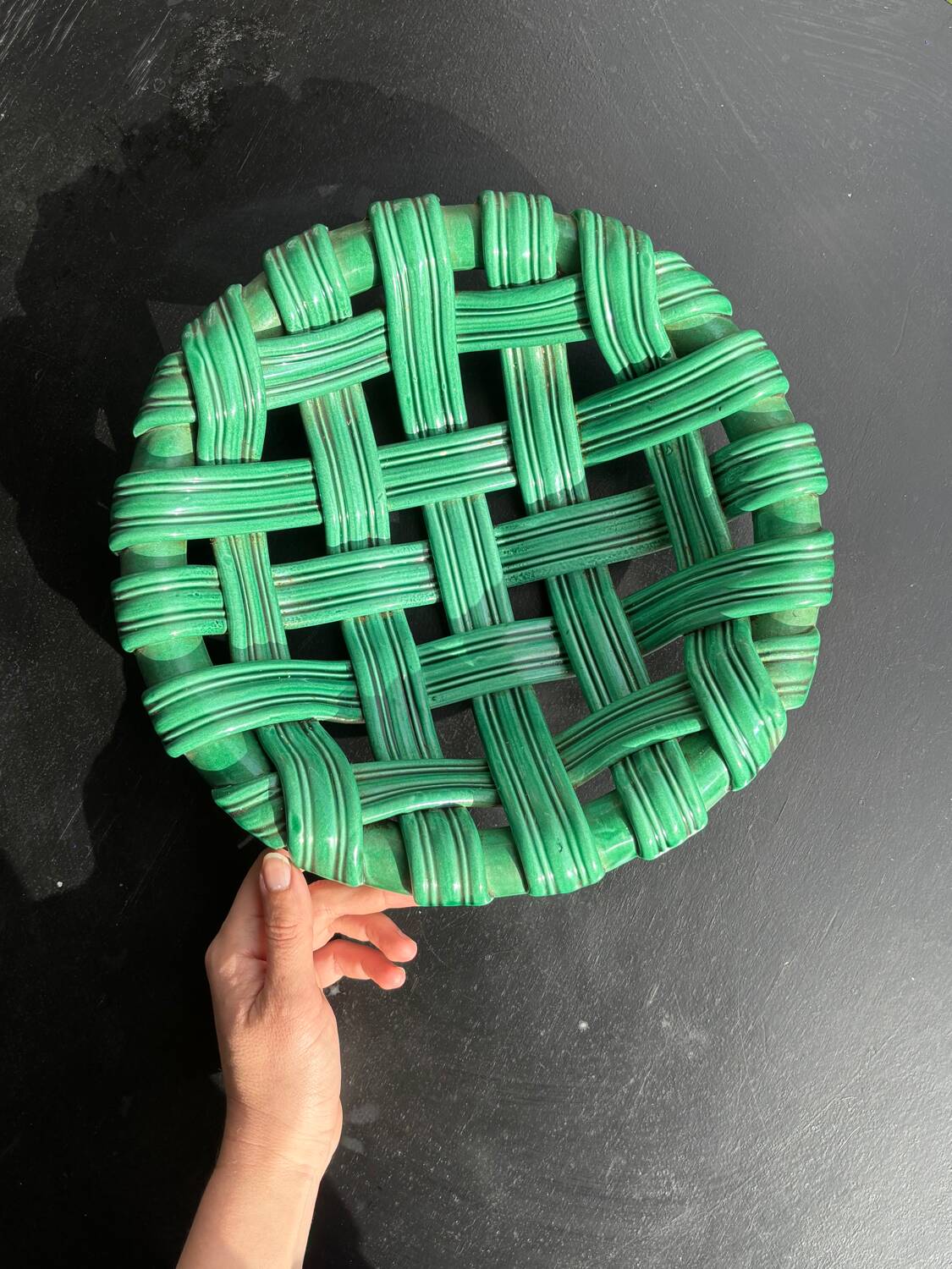 Woven ceramic basket