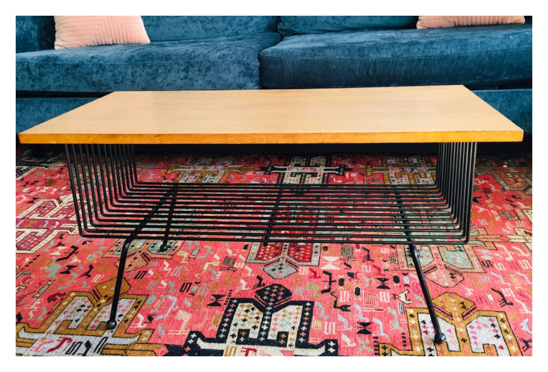 Black metal wood coffee table