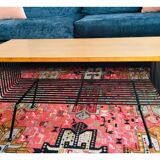 Black metal wood coffee table