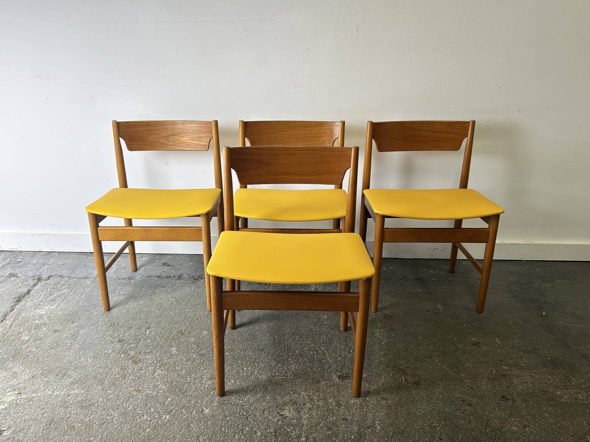 Set of 4 Edmund Homa GFM Polish Mid Century Teak Dining Chairs 1960s