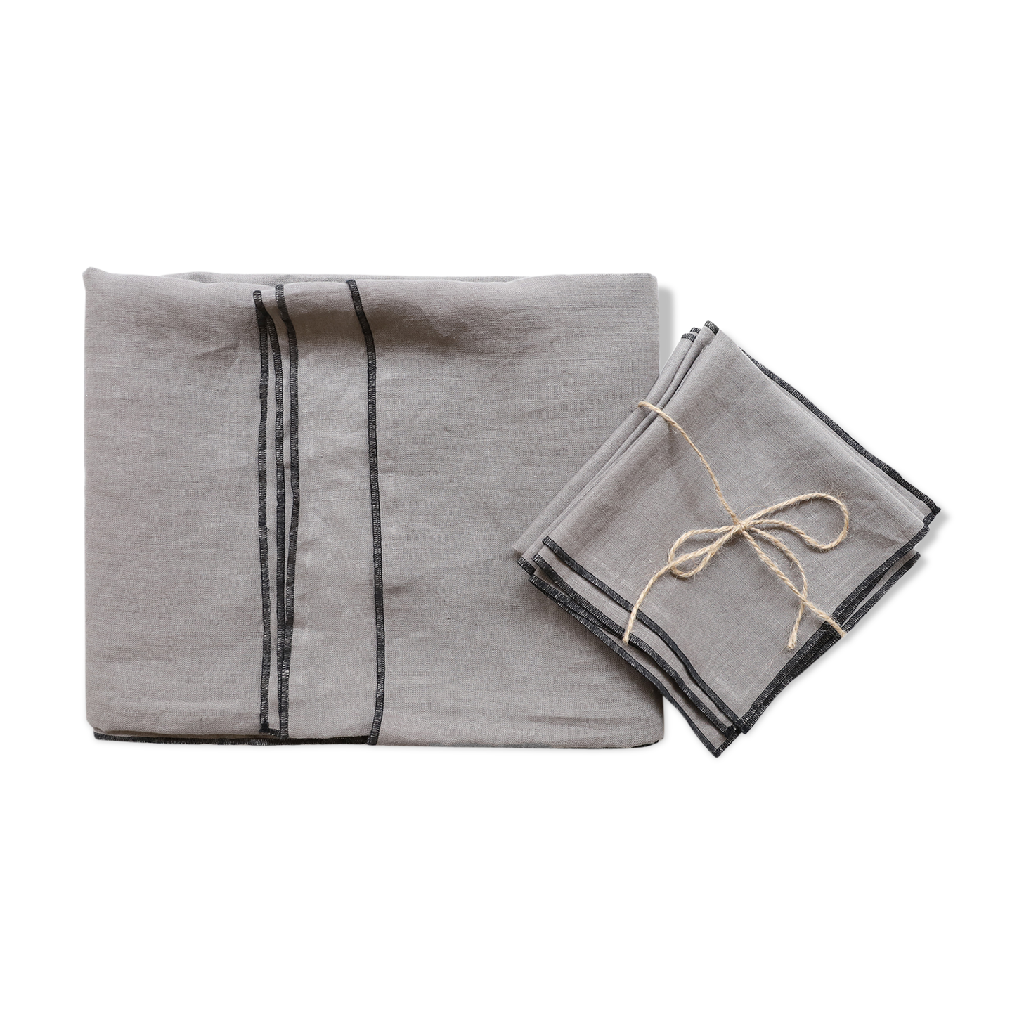 Mouse-grey linen tablecloth and towels