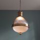 Holophane pendant lamp in prismatic glass and brass, 1920s-30s