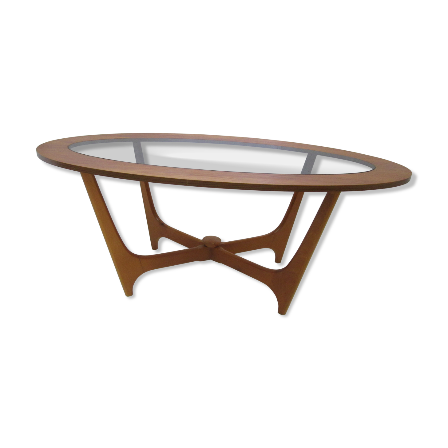 Oval teak coffee table