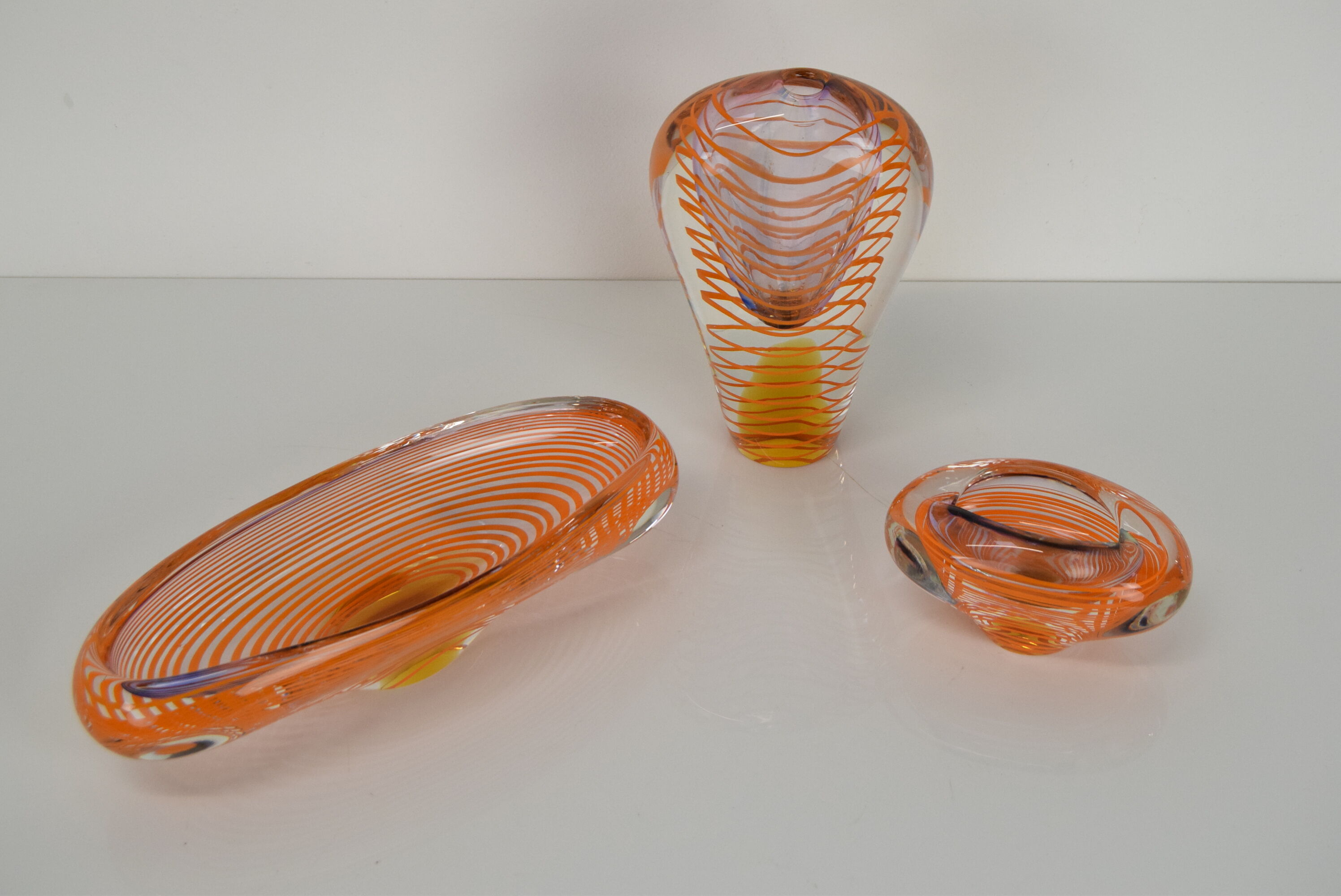 Set of Art Glass by Ivo Rozsypal,Czechoslovakia,1970's.