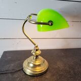 Lampe de bureau vintage en laiton abat-jour en verre