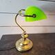 Vintage brass desk lamp with glass shade