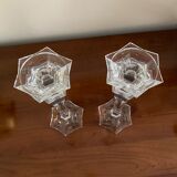Pair of glass candle holders