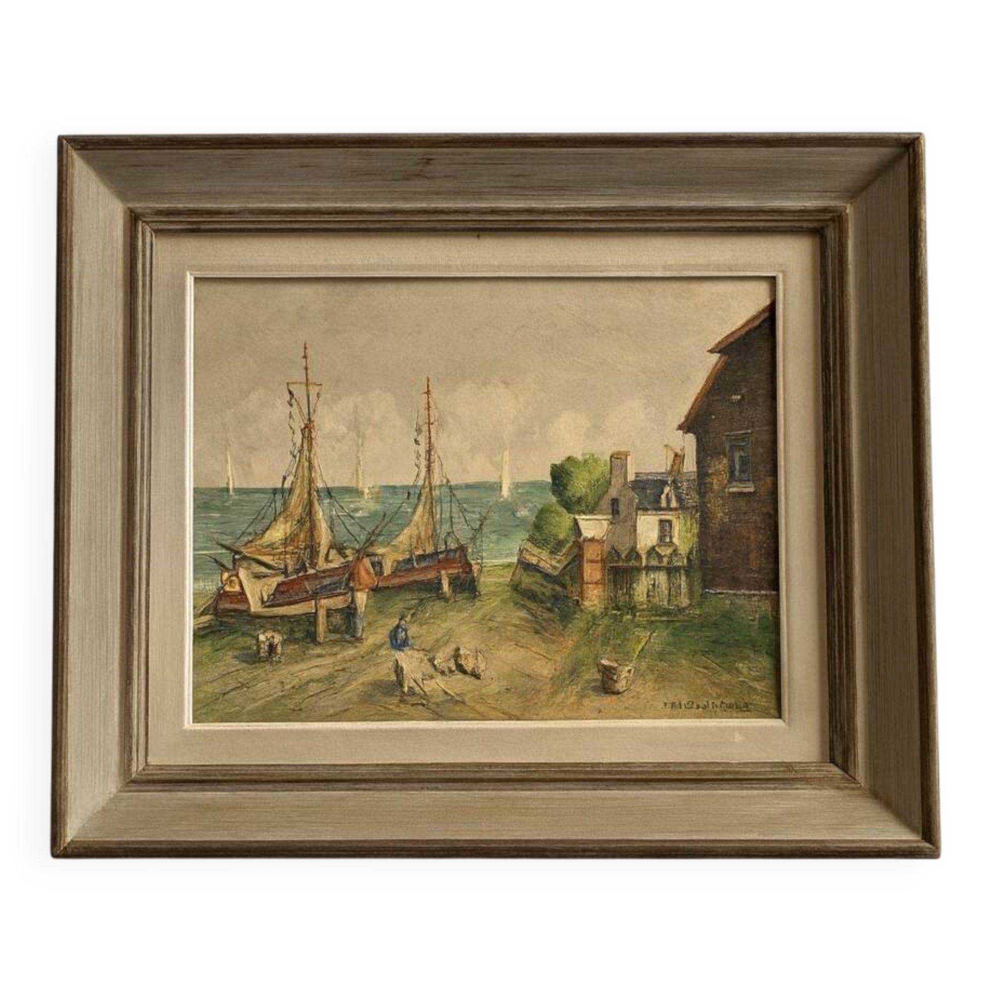 Charles Vaniscotte: oil painting on canvas / port in Brittany