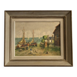 Charles Vaniscotte: oil painting on canvas / port in Brittany