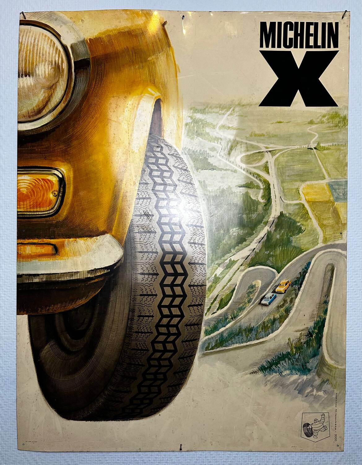 XXL metal plate - Michelin X - Fiat 124 - 1970 - Car