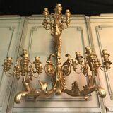 Paire d’appliques monumentales en bois doré