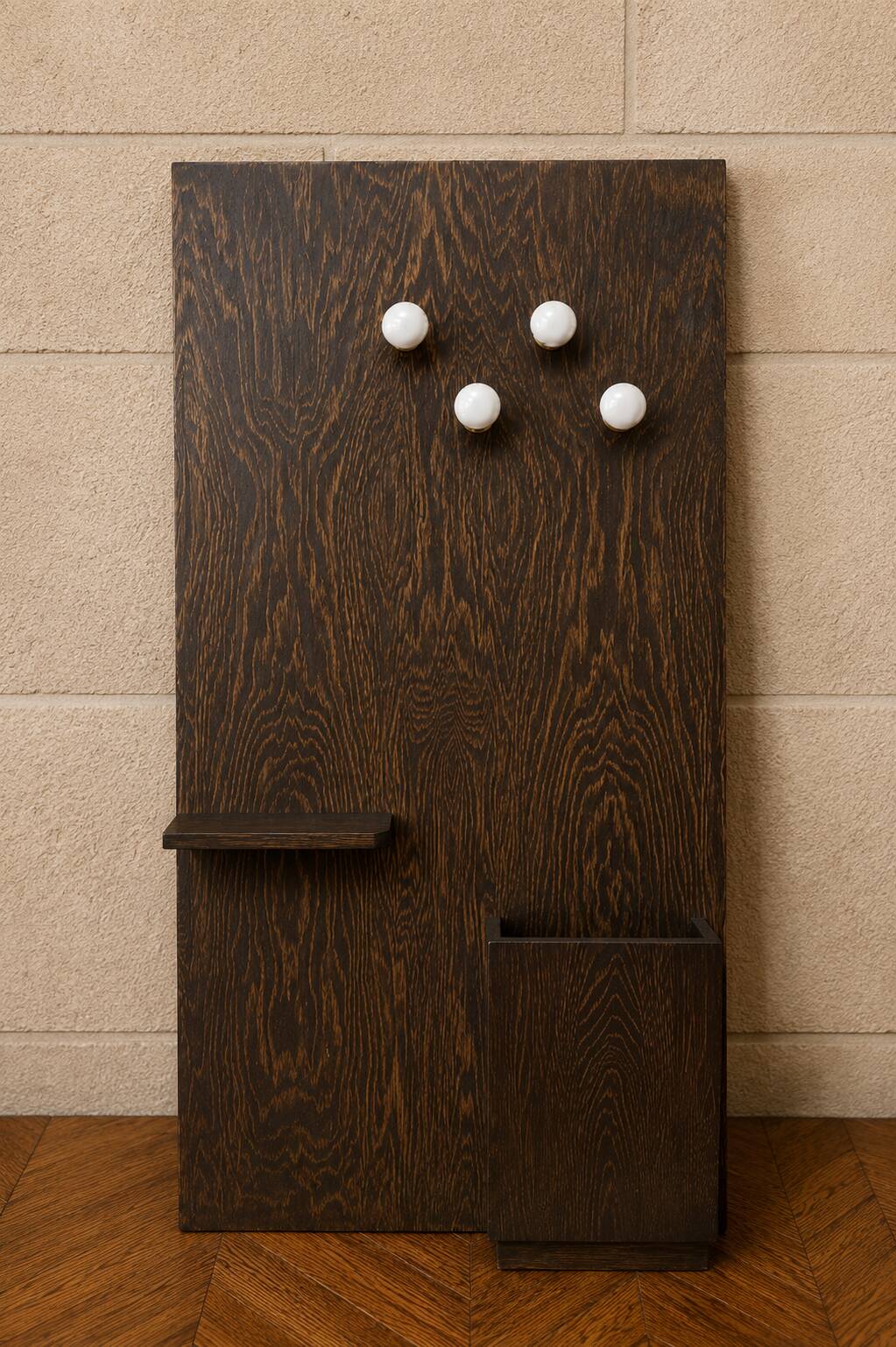 Art Deco coat rack in smoked oak