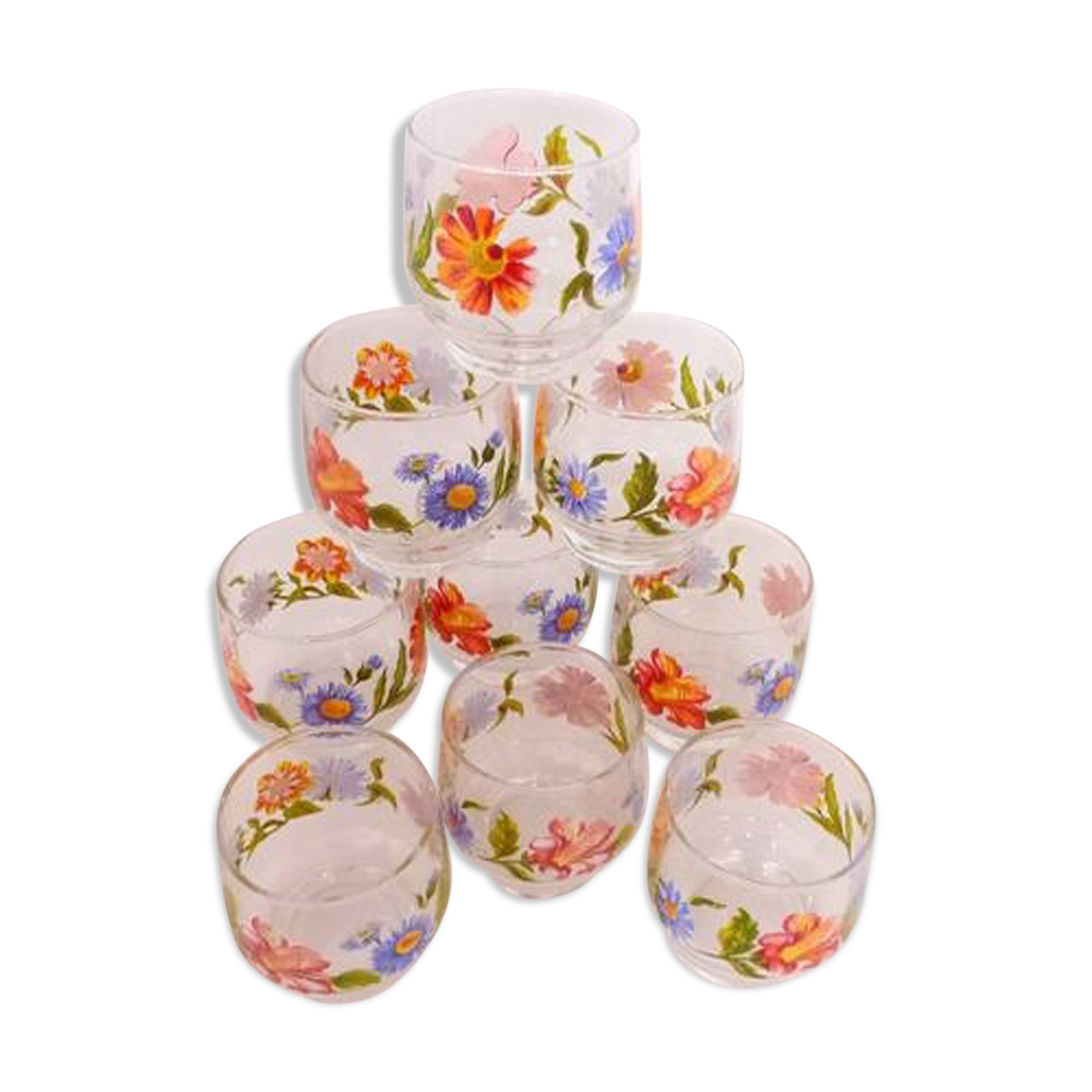 Lot of 6 vintage water glasses 1980