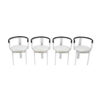 Ensemble de quatre chaises postmodernes Cidue années 1970