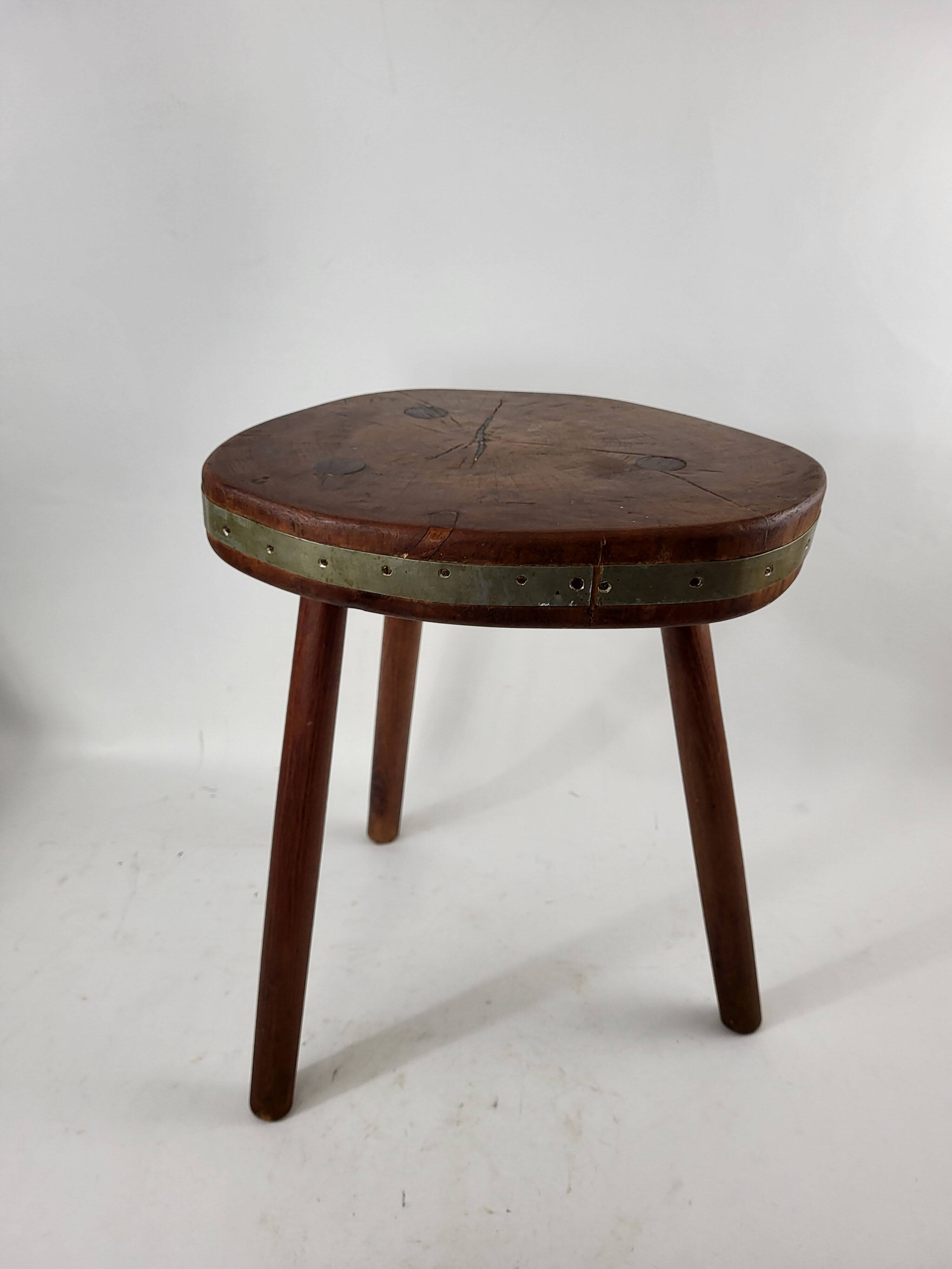 Brutalist wooden stool