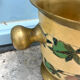 French Brass Cloisonné Style Champagne Bucket with Hand-Painted Fruit