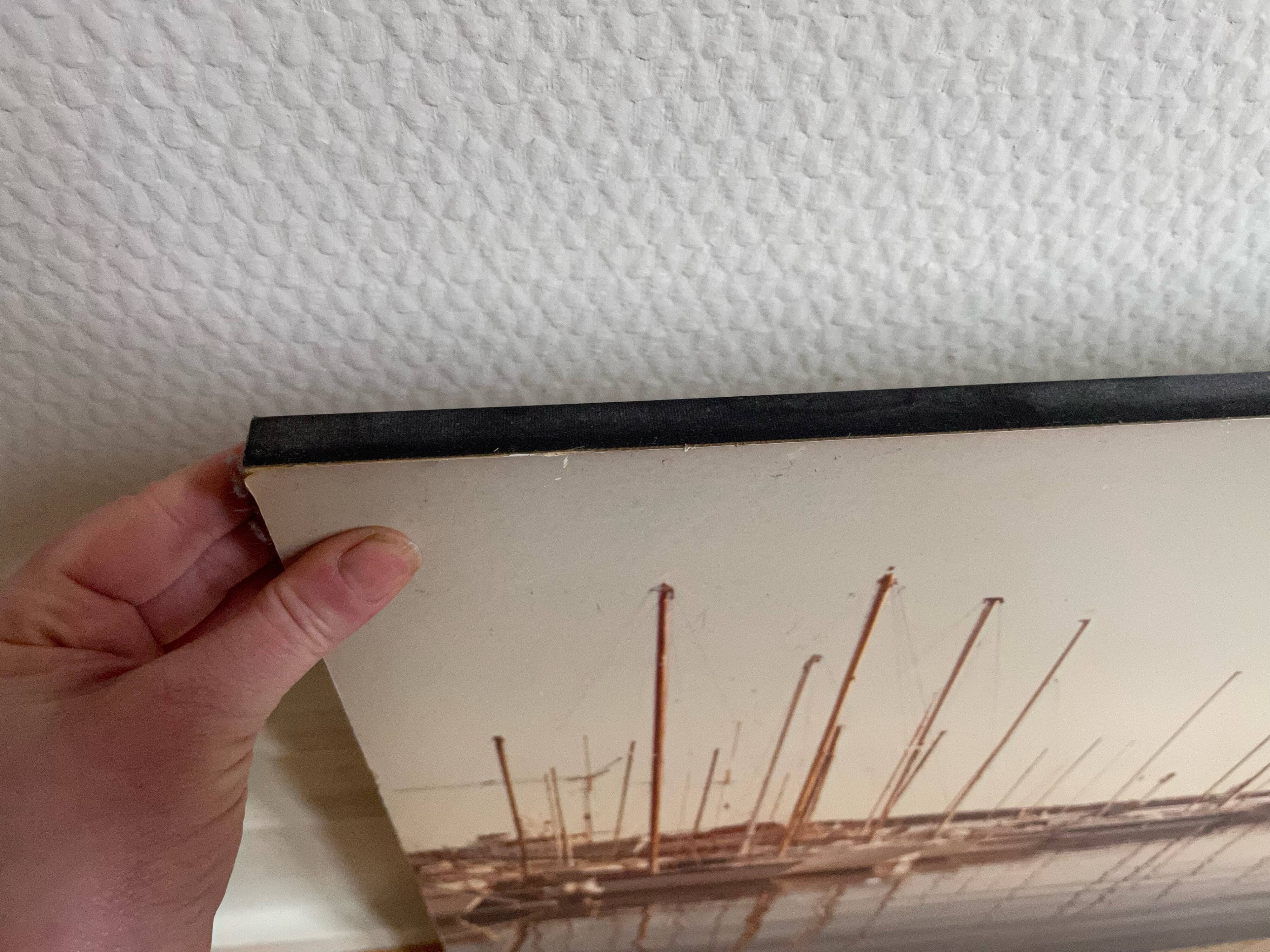 Old 70s marina landscape boats laminated