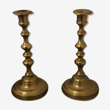 Pair of brass candlestick late 19th century