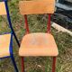 Set of 5 school chairs years '70 in red and blue