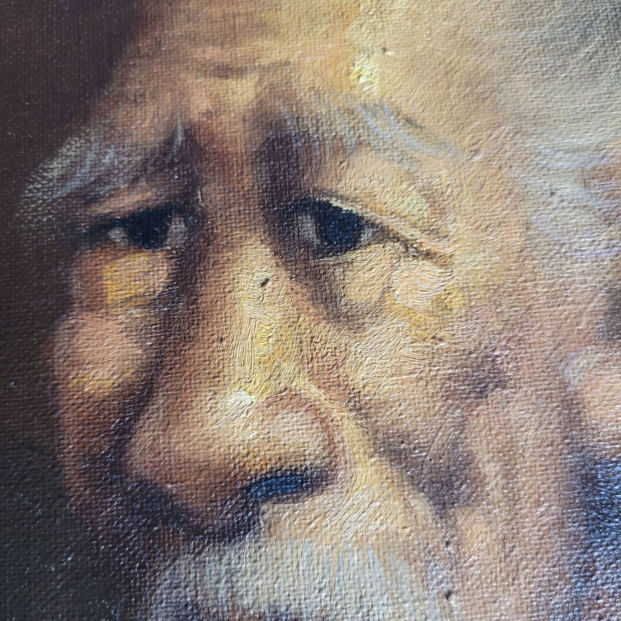 Asian Portrait Painting Oil On Canvas (Vietnam or China)
