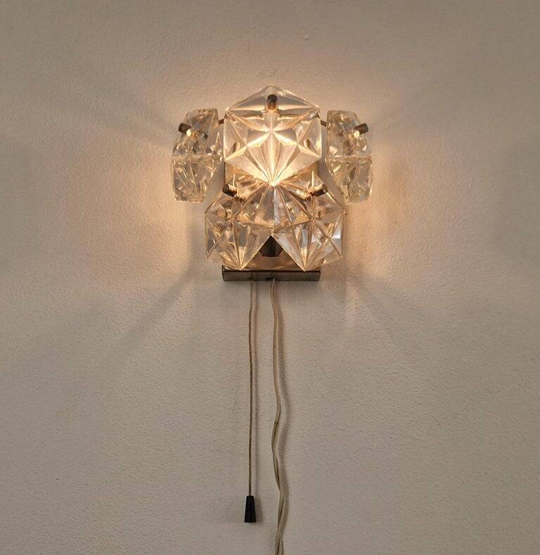 Rare Midcentury Glass Wall Lamp in Style of Kinkeldey, 1960s.