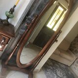 Swivel wooden mirror on stand
