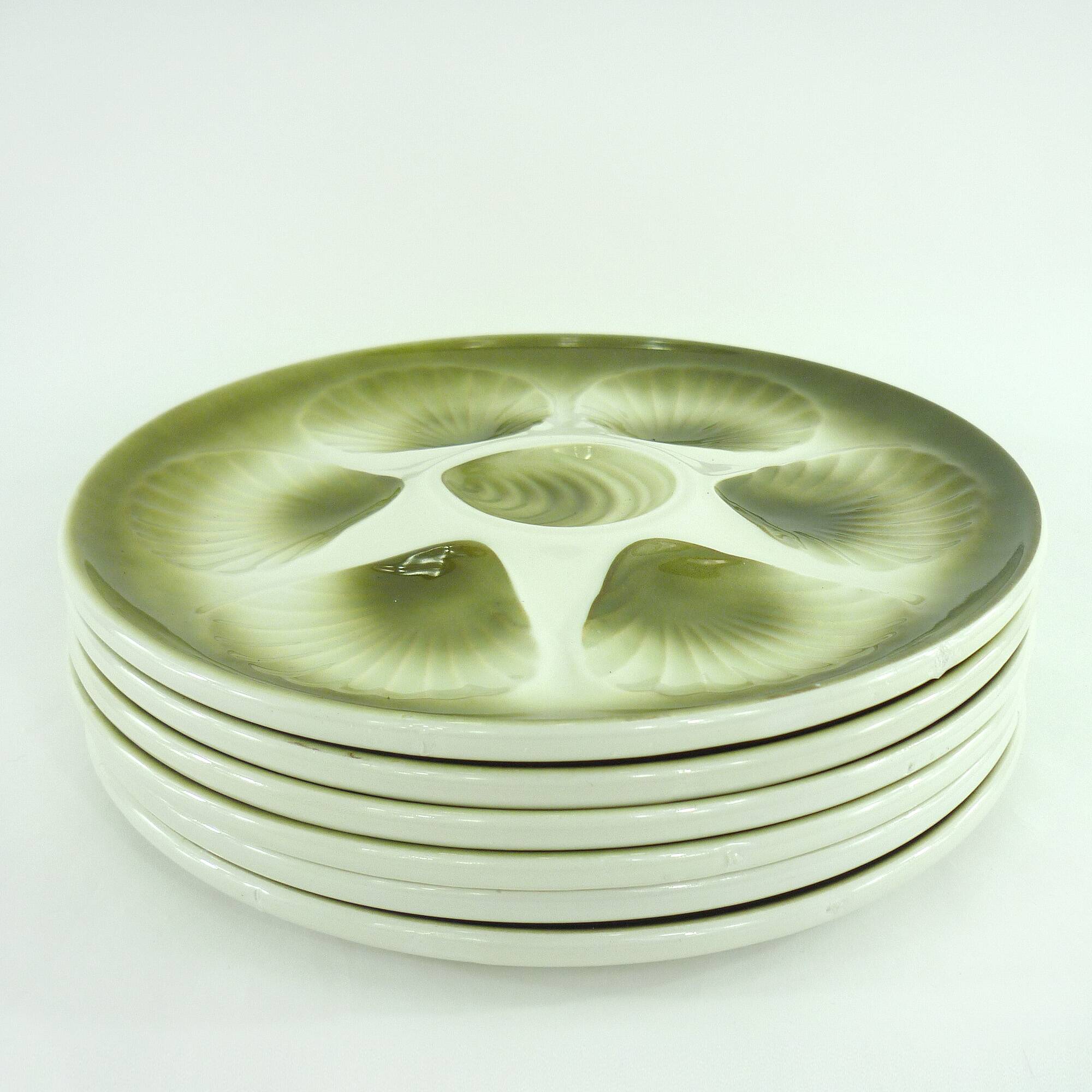 6 Orchies Moulin des Loups oyster plates from France - vintage 1970s