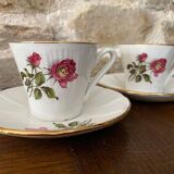 2 cups and saucers decorations pink and rosebud
