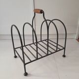Vintage metal and wood magazine rack