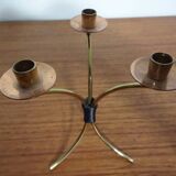 German filigree brass and copper candleholders, 1960s, set of 3