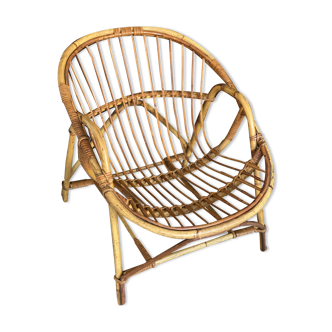 Vintage adult rattan armchair basket
