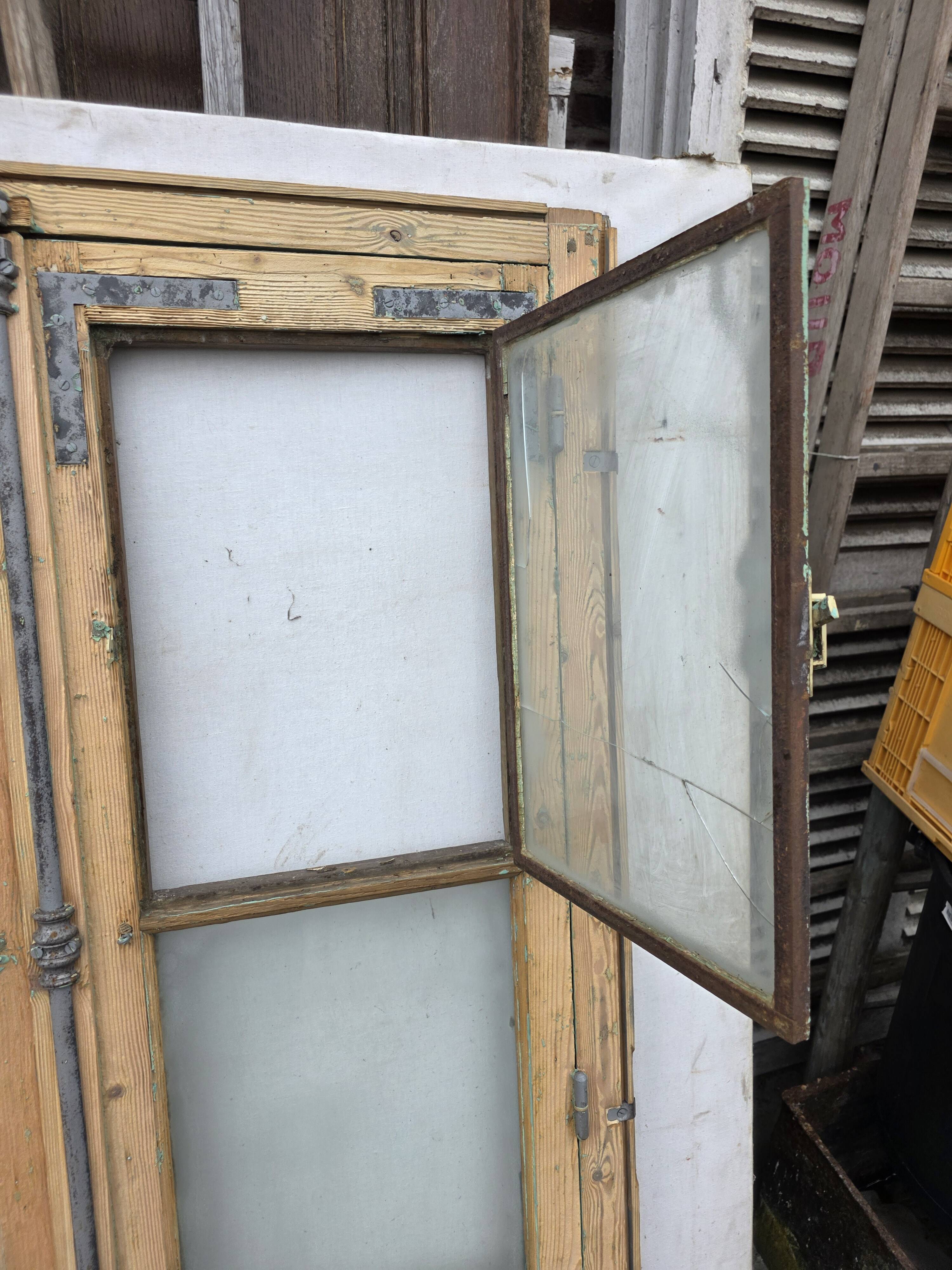 Old fir window with frame (one opening pane)