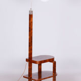 Lampadaire ArtDéco restauré, noyer, acier chromé, verre, Tchéquie, années 1930