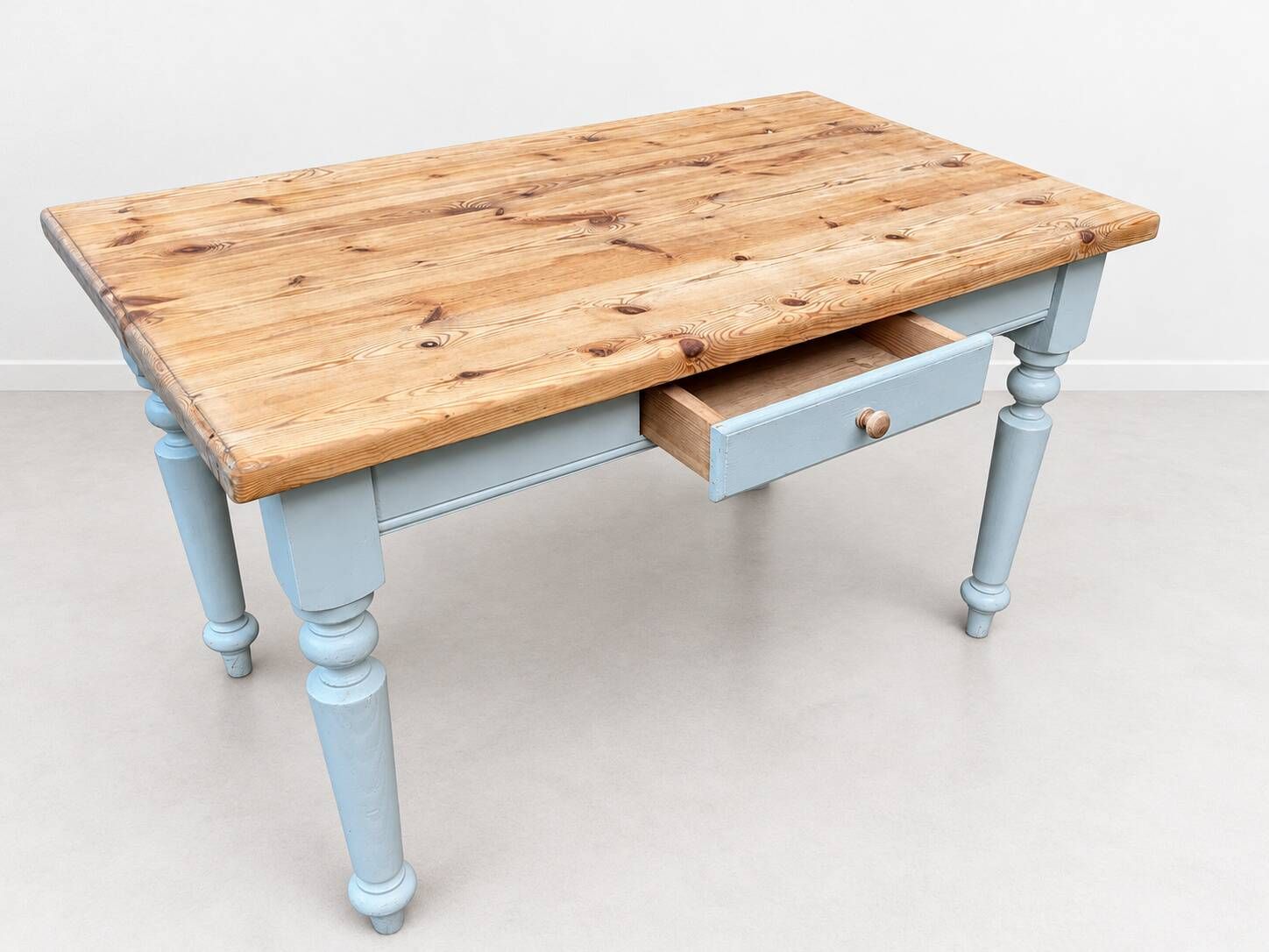 Farmhouse Dining Table with Drawer – Rustic Solid Wood