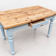 Table à manger de ferme avec tiroir – Bois massif rustique